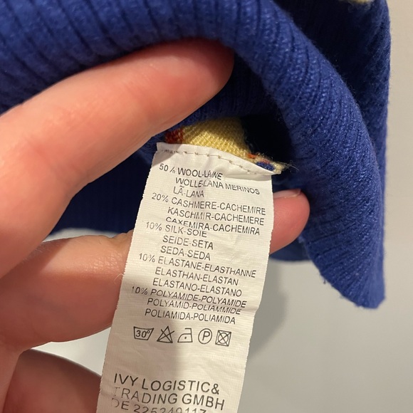 Cashmere and Wool Blend Colorful Striped Women's Sweater - Picture 2 of 7